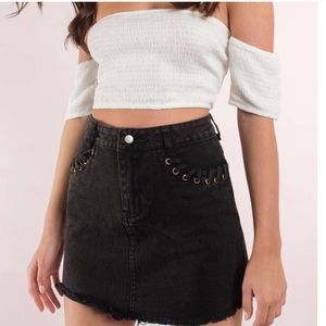 Honey Punch Sky Full Of Stars Denim Mini Skirt